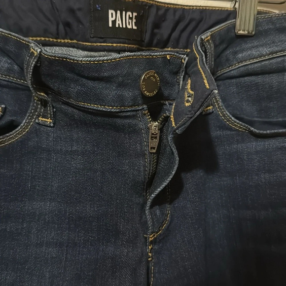 PAIGE skyline ankle peg jeans size 27 EUC dark wash premium denim emery blue - Picture 11 of 13